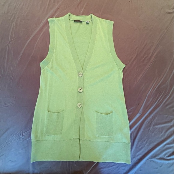 Cullen Mint Green Sleeveless Cotton/Cashmere Tunic Cardigan Size Large MSRP $149 - Picture 2 of 10
